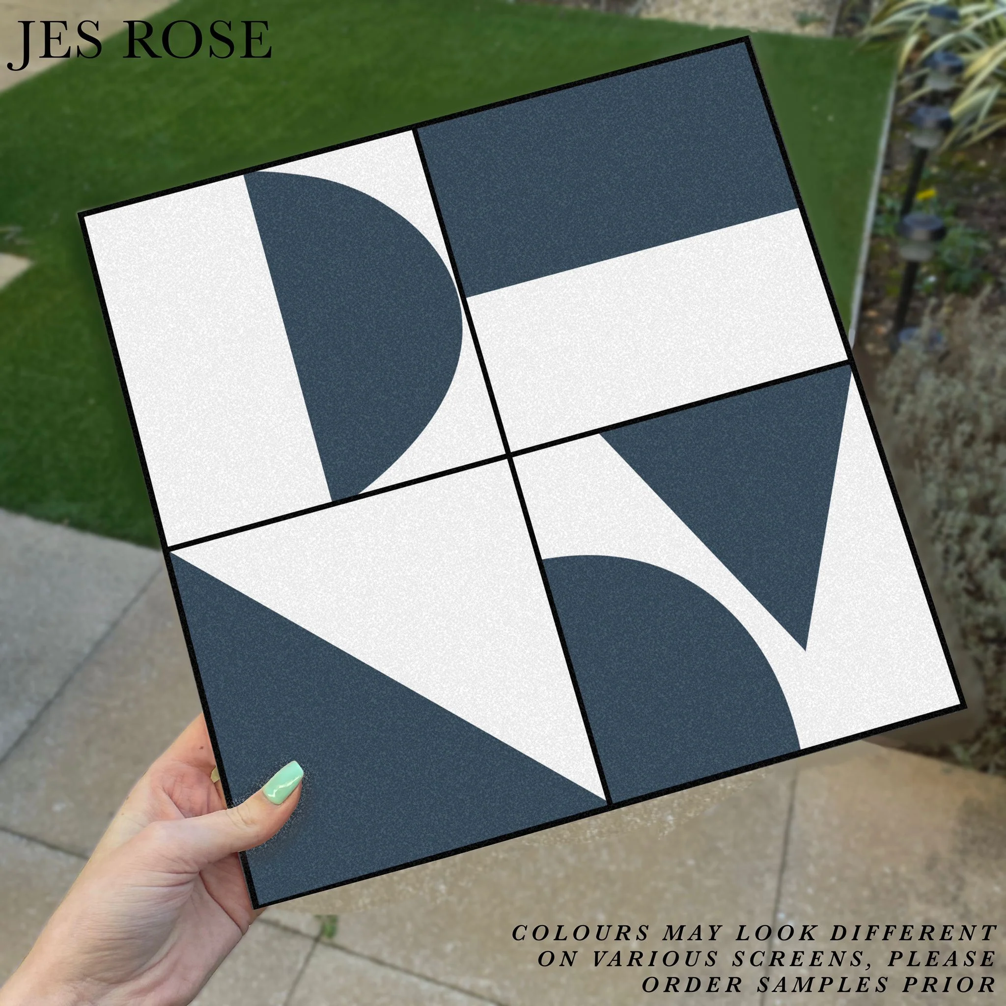 Abstract Geometric Navy Premium Peel & Stick Tiles