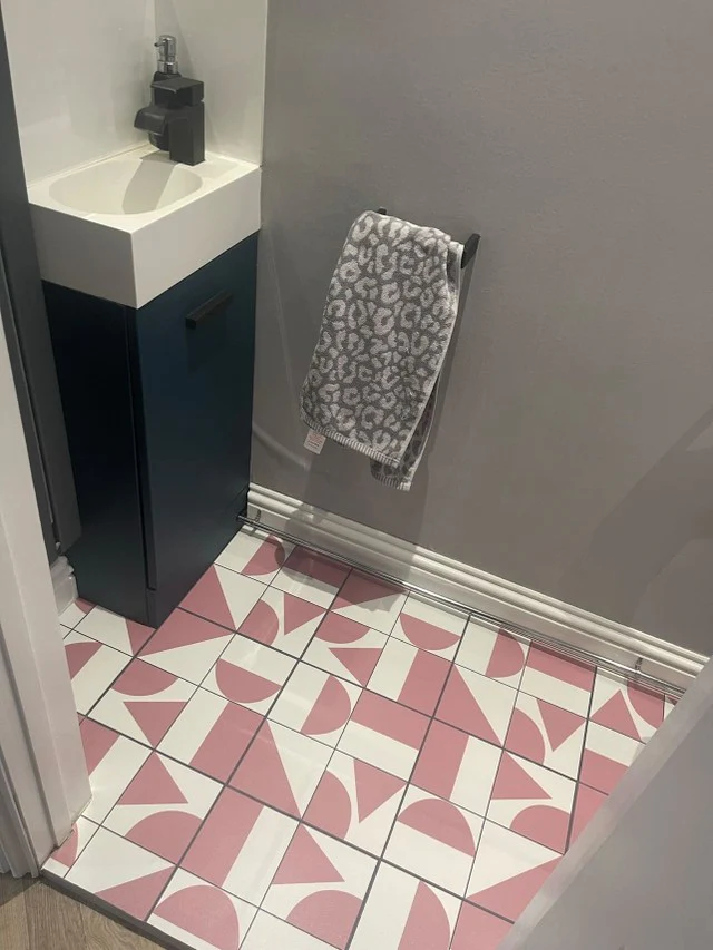 Abstract Geometric Pink Premium Peel & Stick Tiles - Image 3