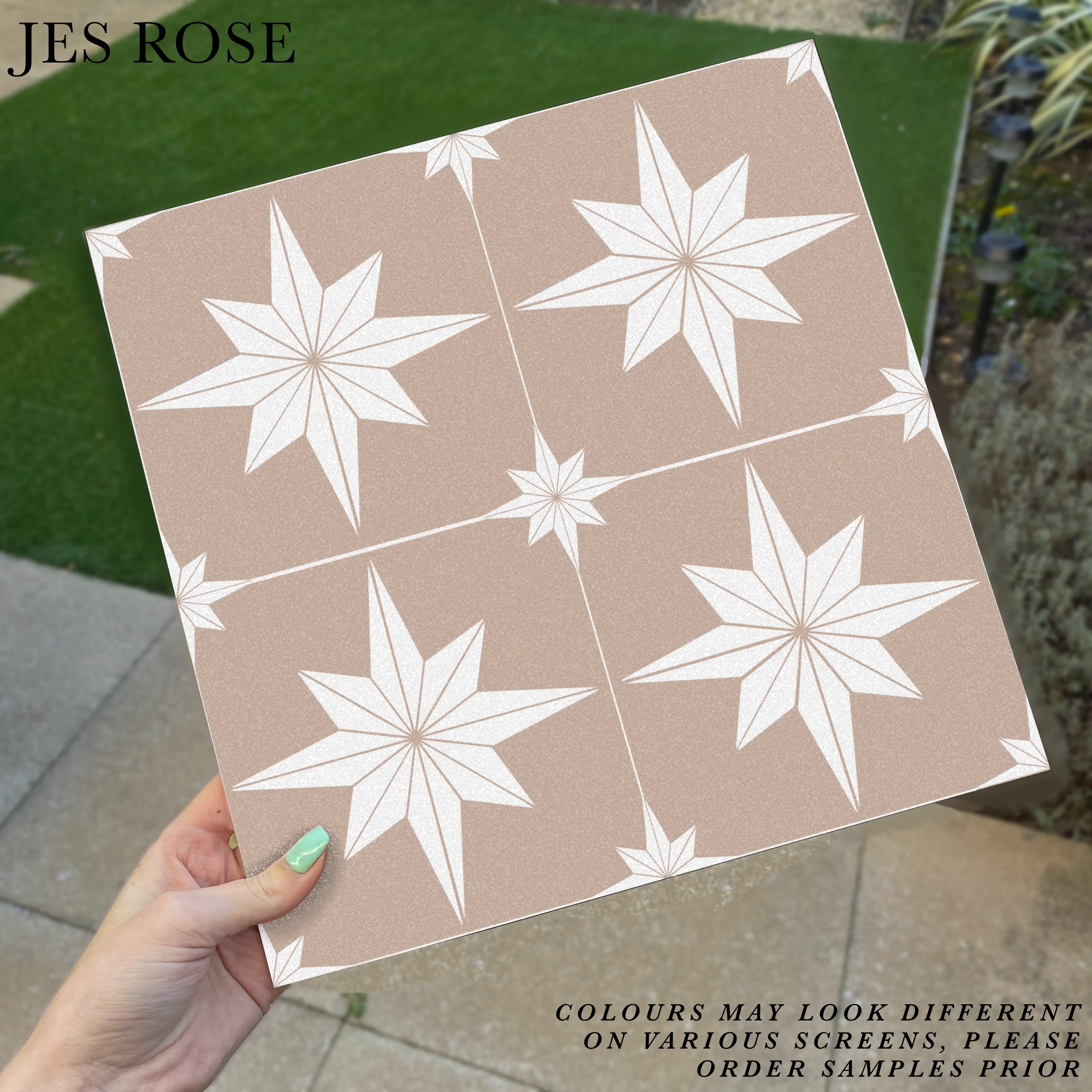 Astral Star Beige & White (Small) Premium Peel & Stick Tiles