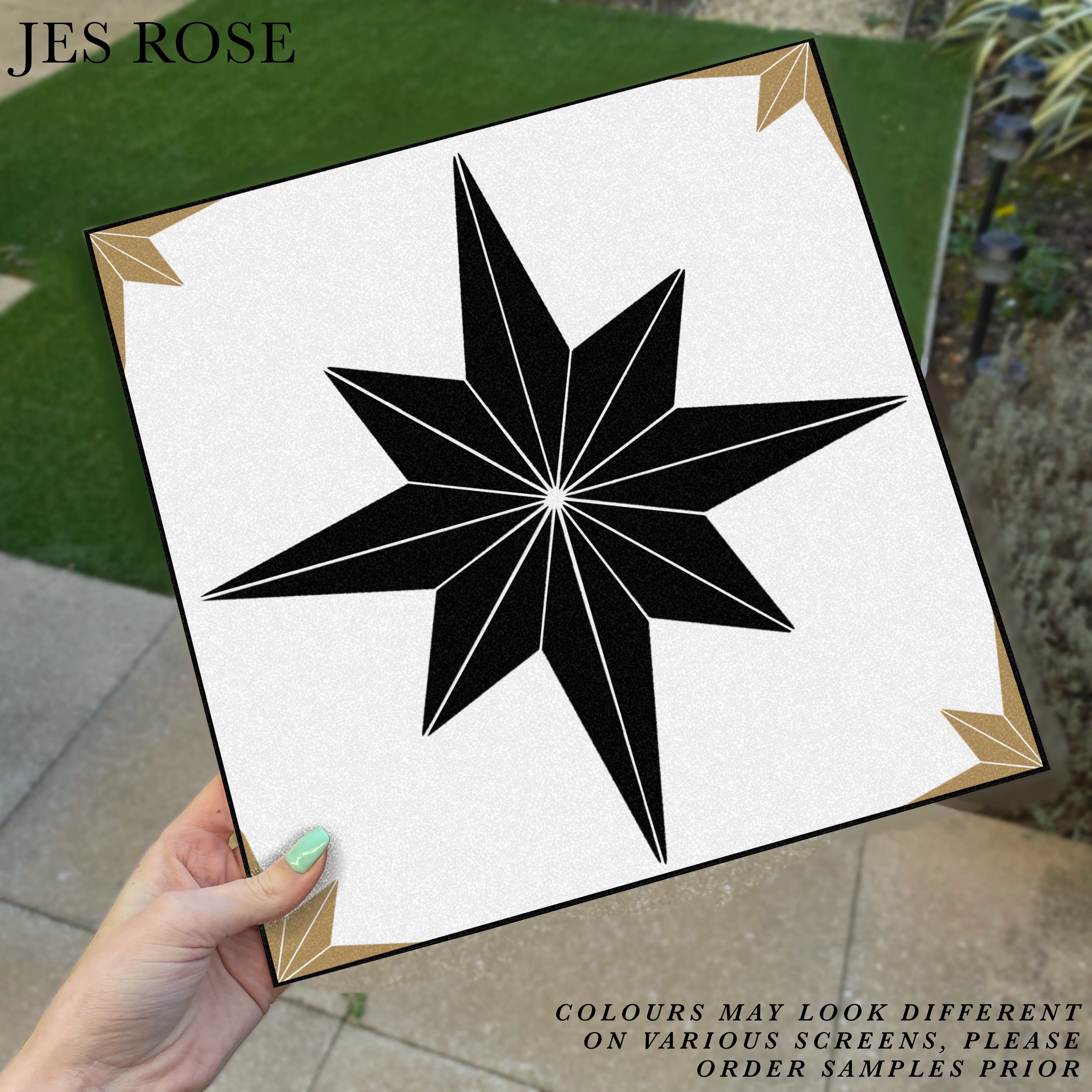 Astral Star Black & Gold (Large) Premium Peel & Stick Tiles