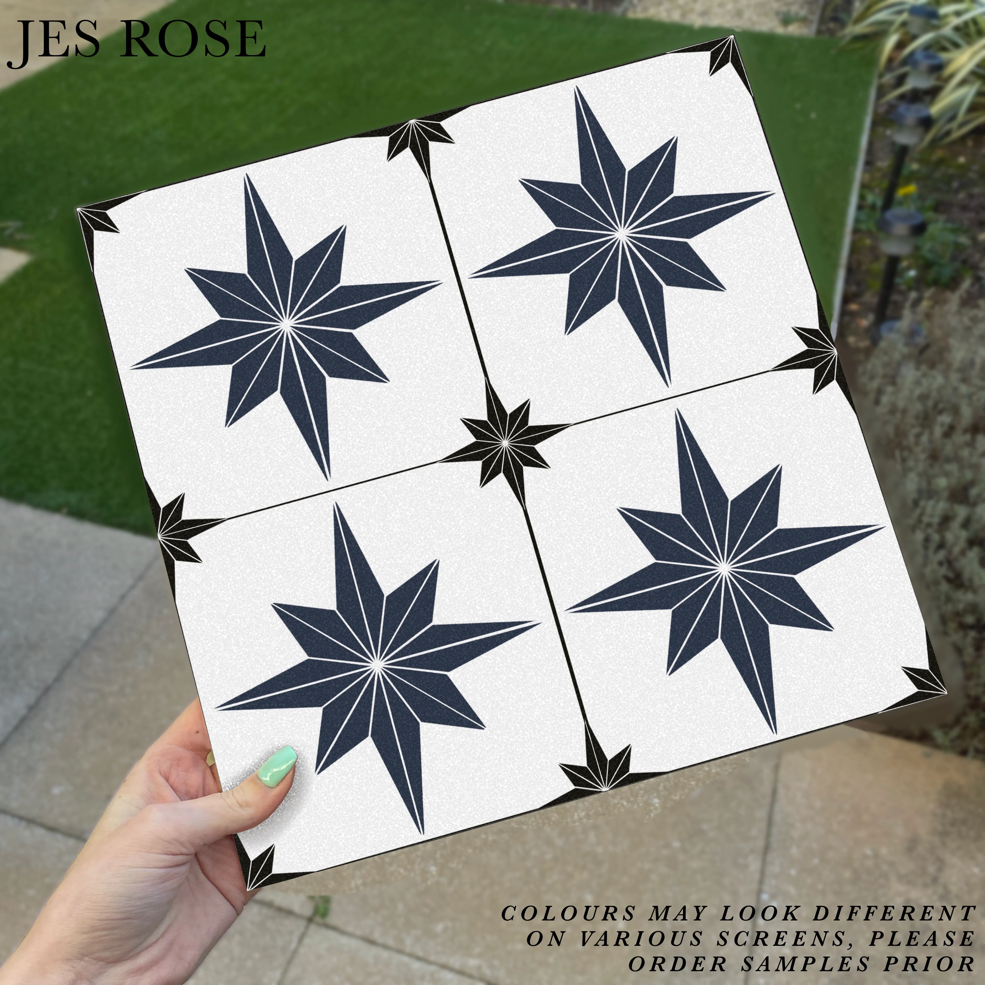 Astral Star Navy & Black (Small) Premium Peel & Stick Tiles
