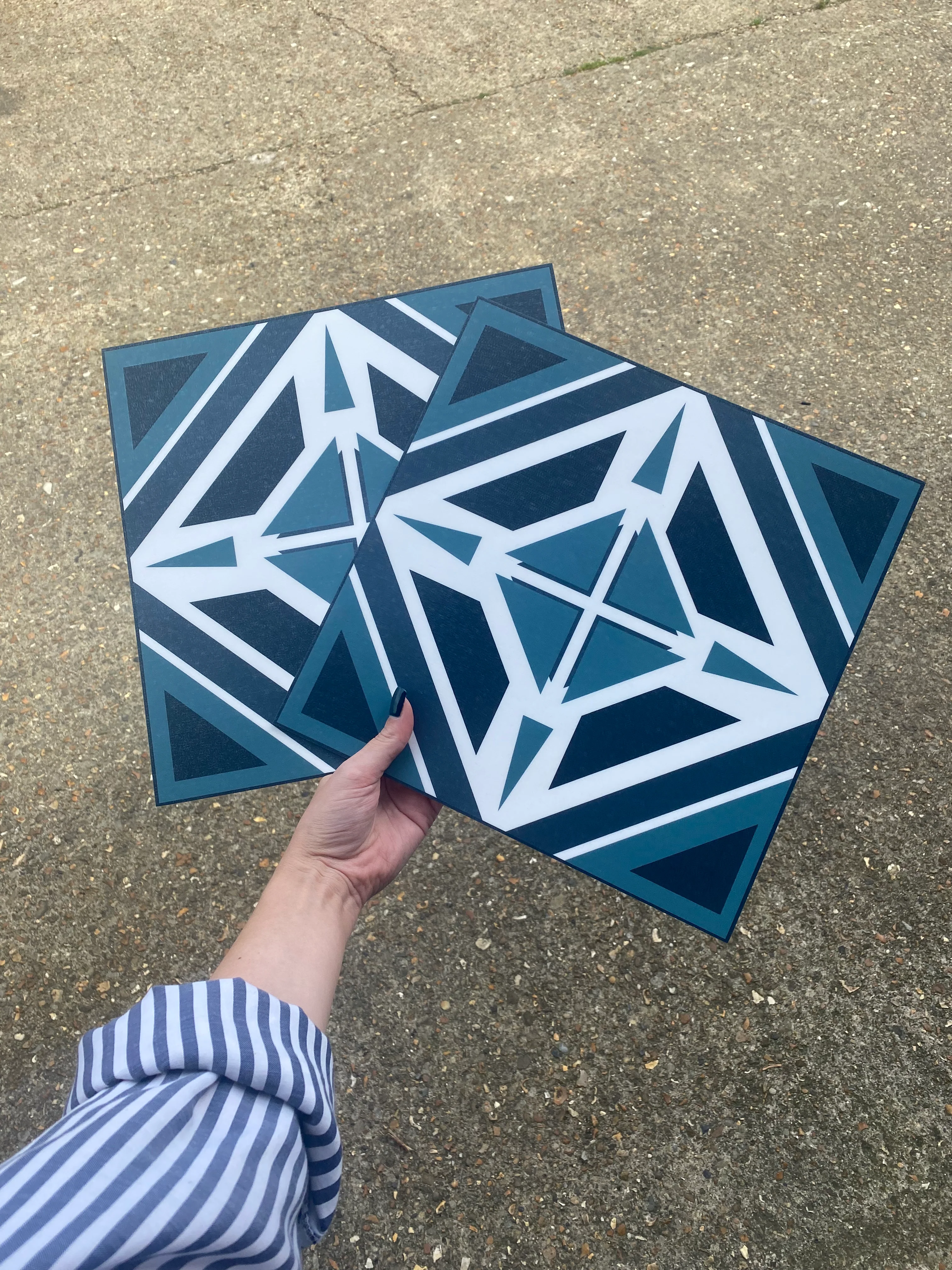 Aztec Teal Premium Peel & Stick Tiles - Image 3