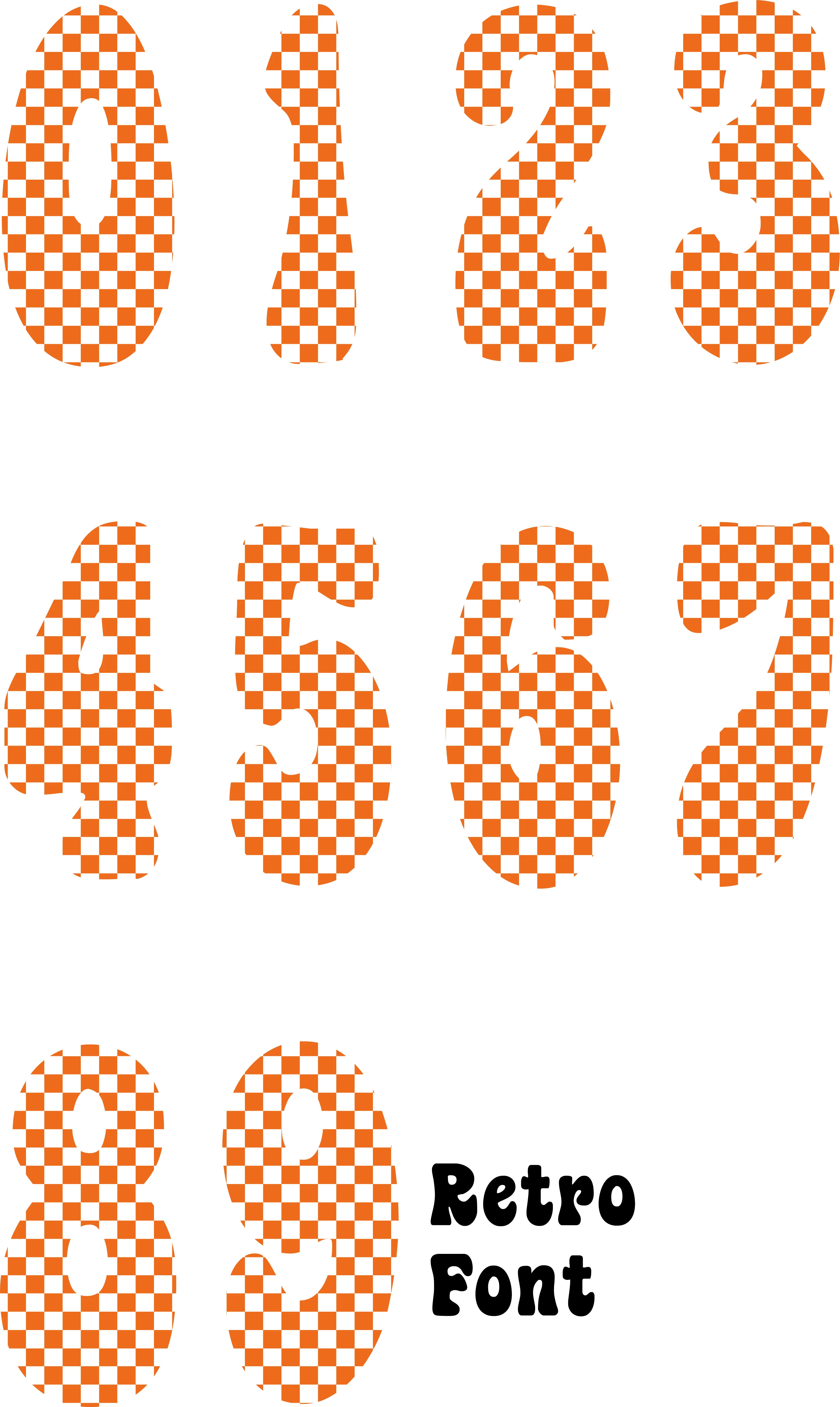 Checkered Design Orange (Small) Number Decal - Image 3