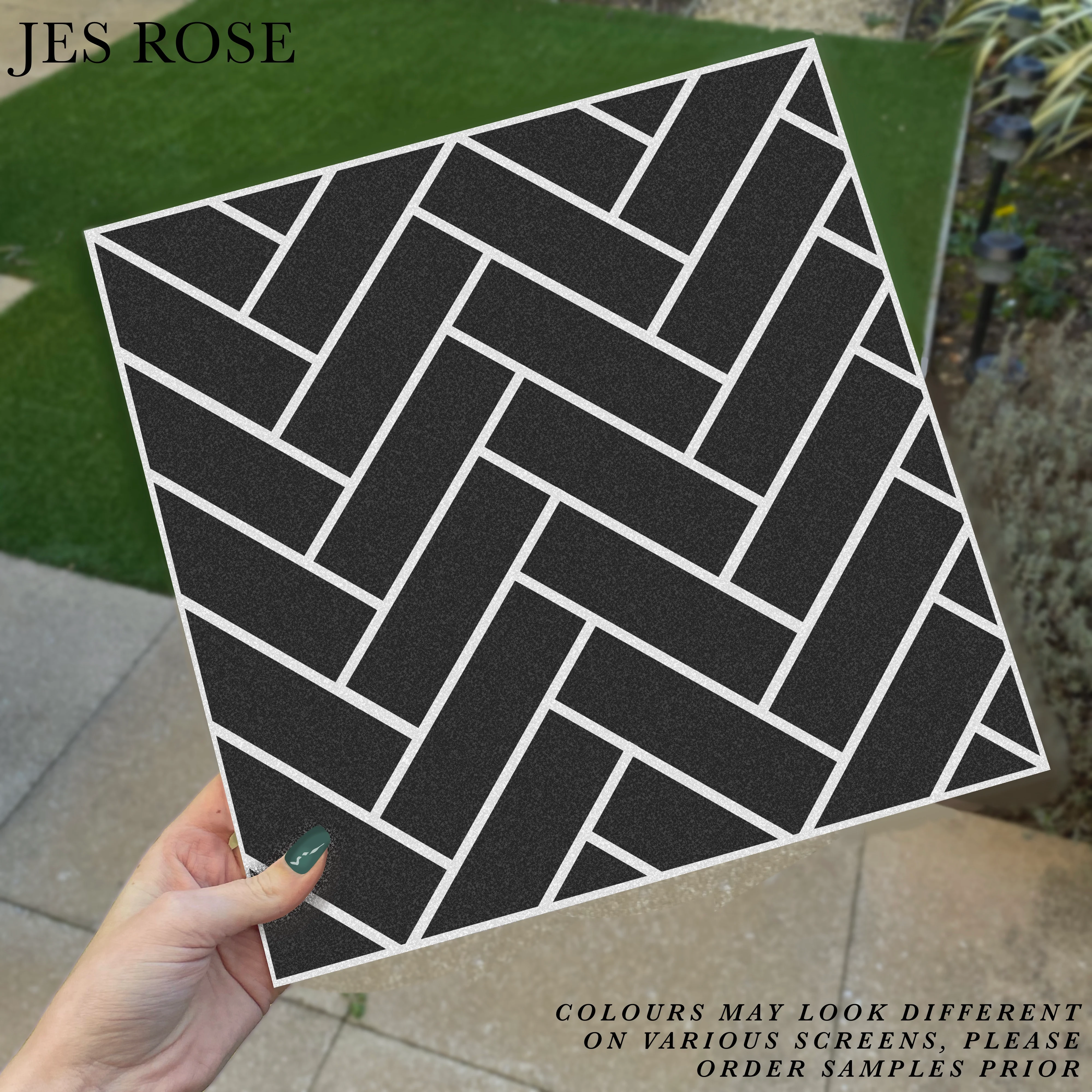 Herringbone Black Premium Peel & Stick Tiles