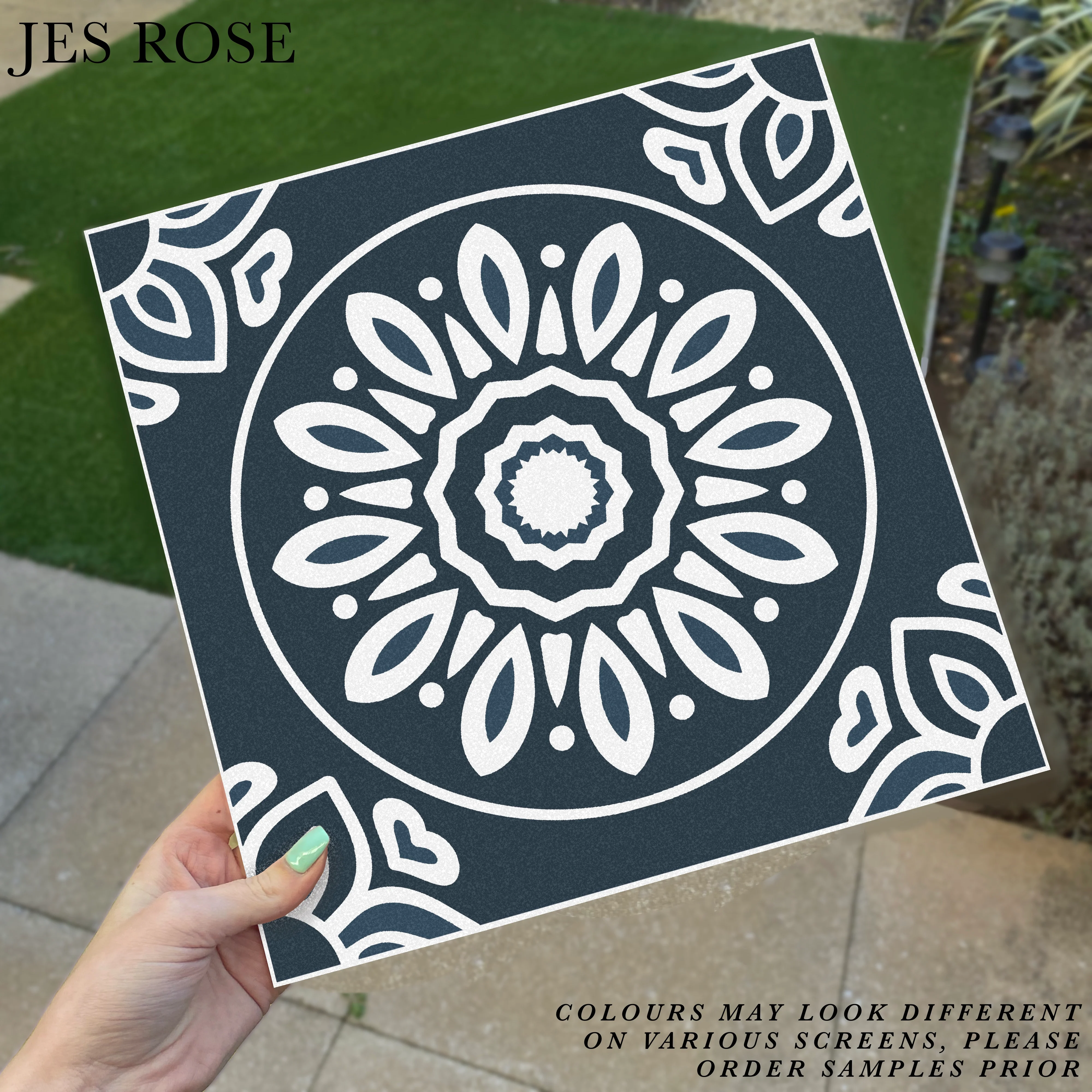 French Navy & White (Large) Premium Peel & Stick Tiles