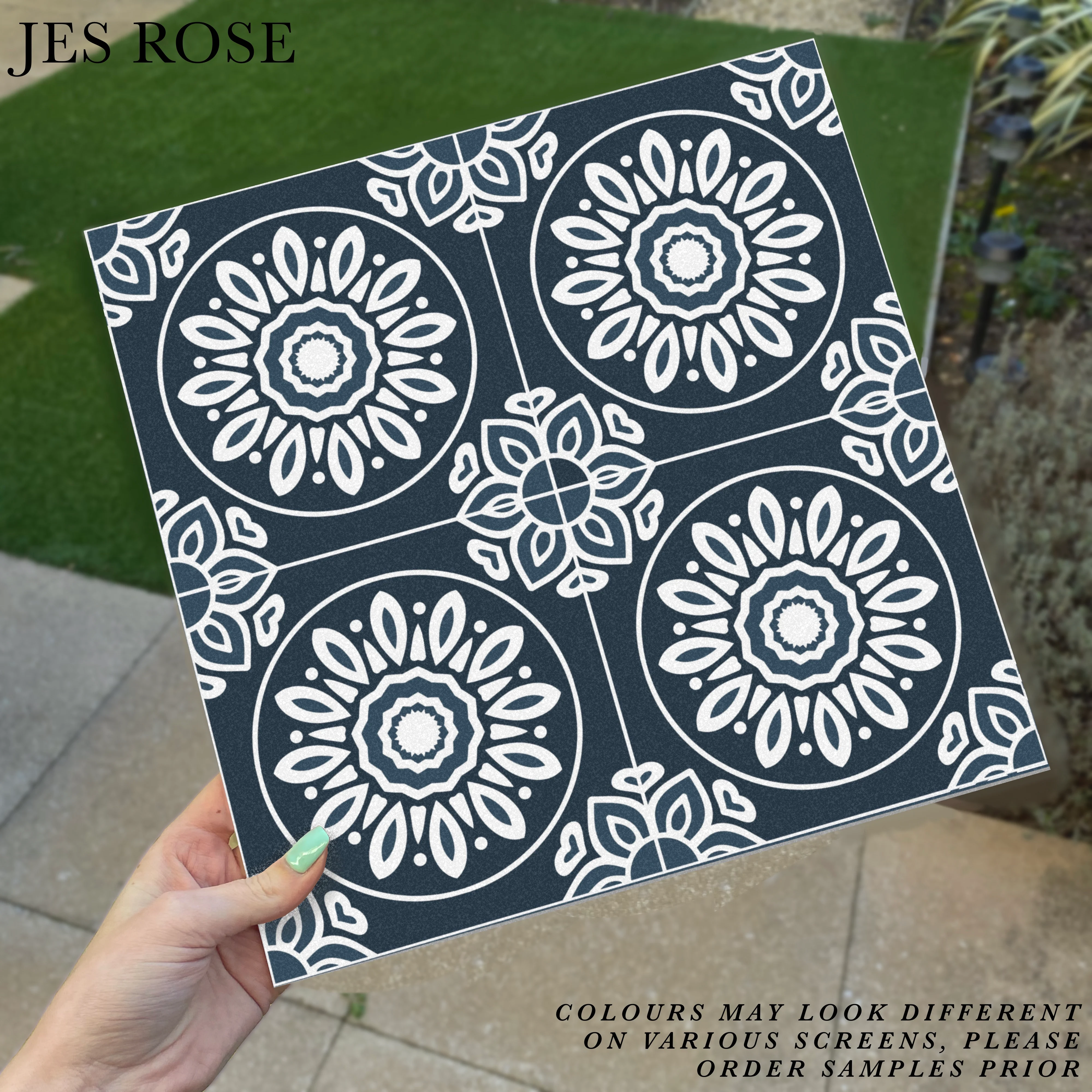 French Navy & White (Small) Premium Peel & Stick Tiles