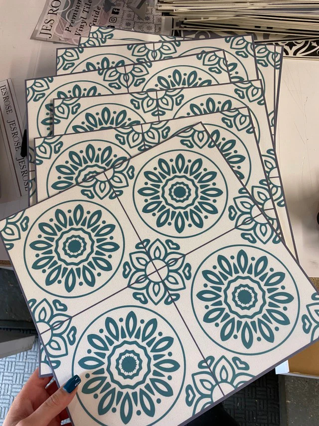 French Teal (Small) Premium Peel & Stick Tiles - Image 5