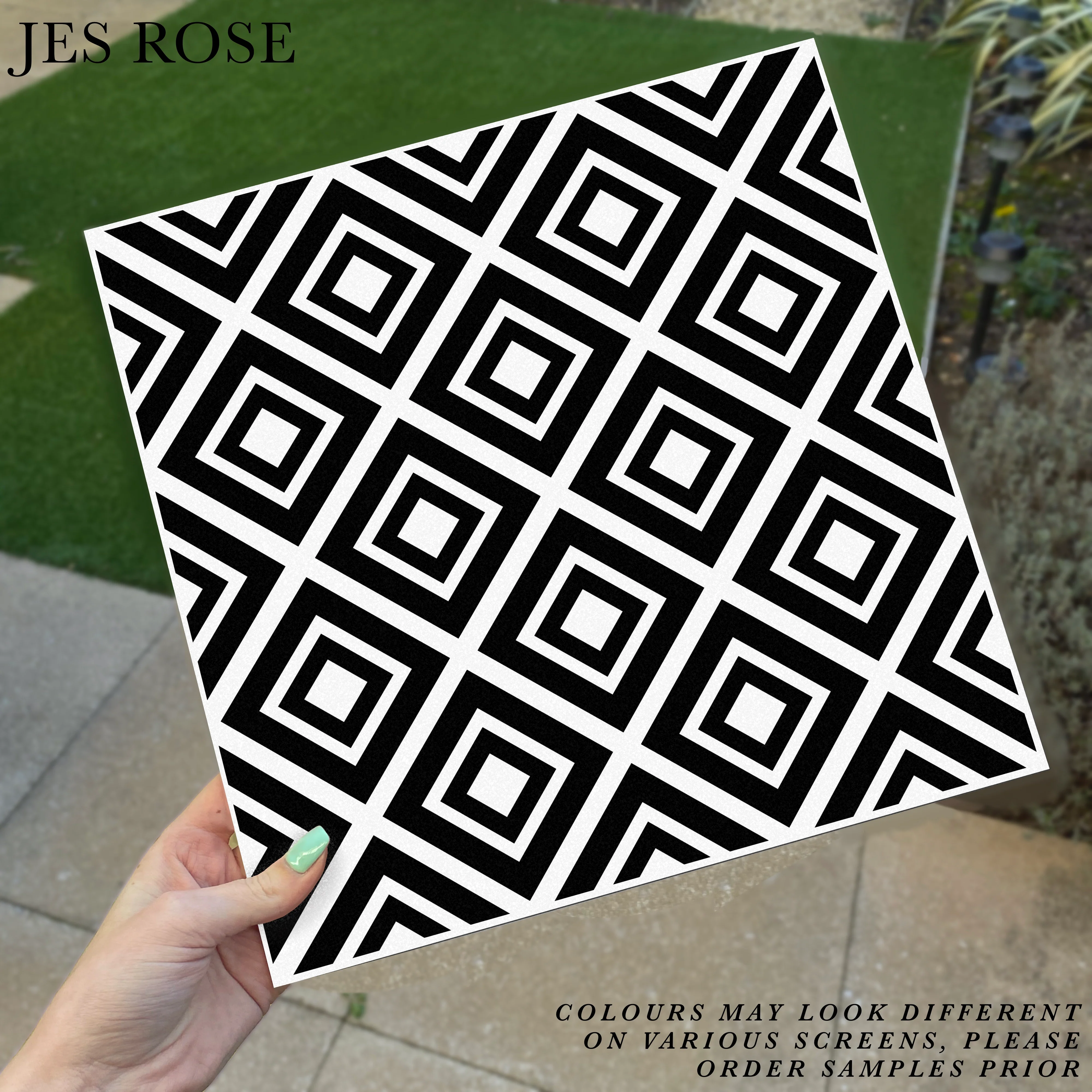 Geometric Squares Black Premium Peel & Stick Tiles