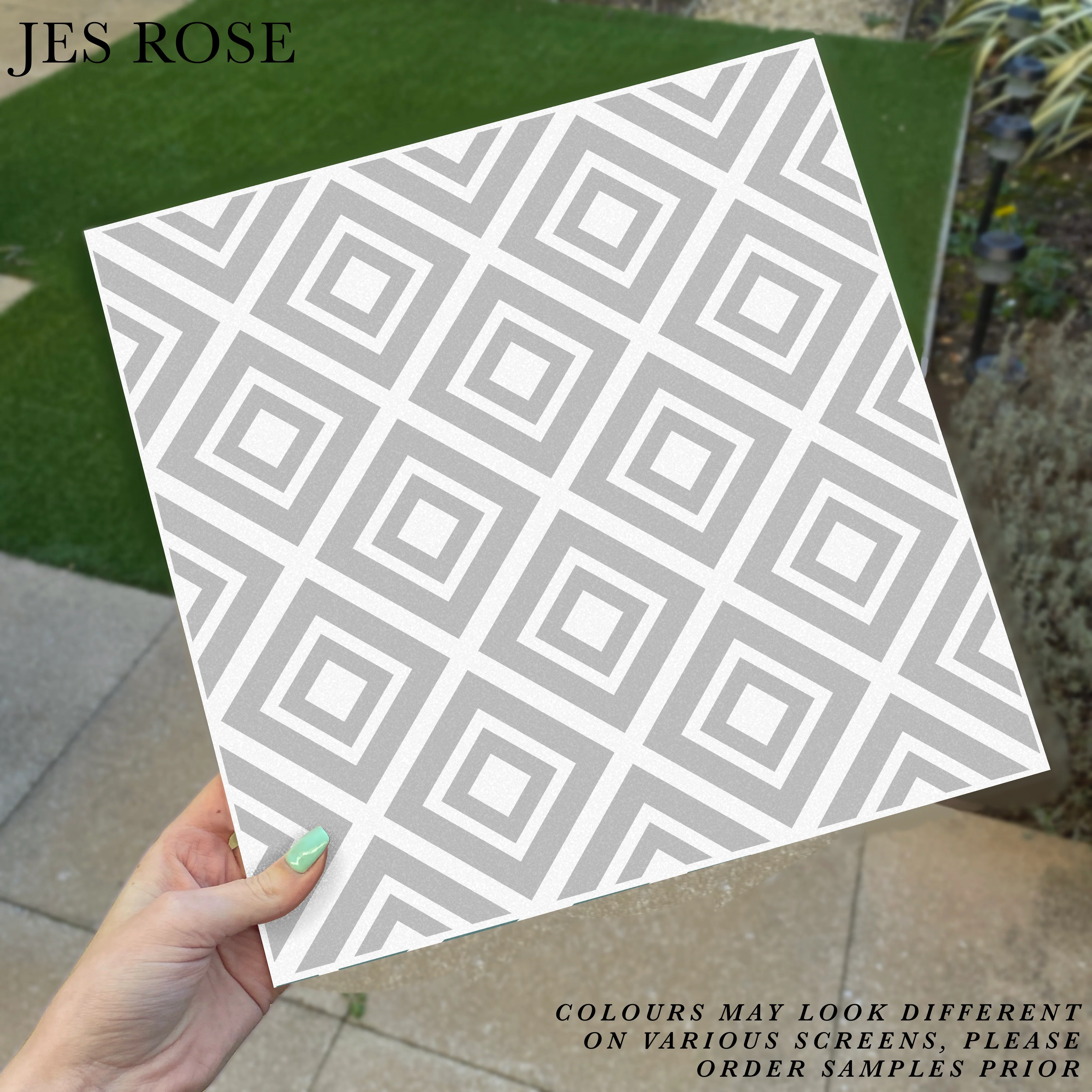 Geometric Squares Grey Premium Peel & Stick Tiles