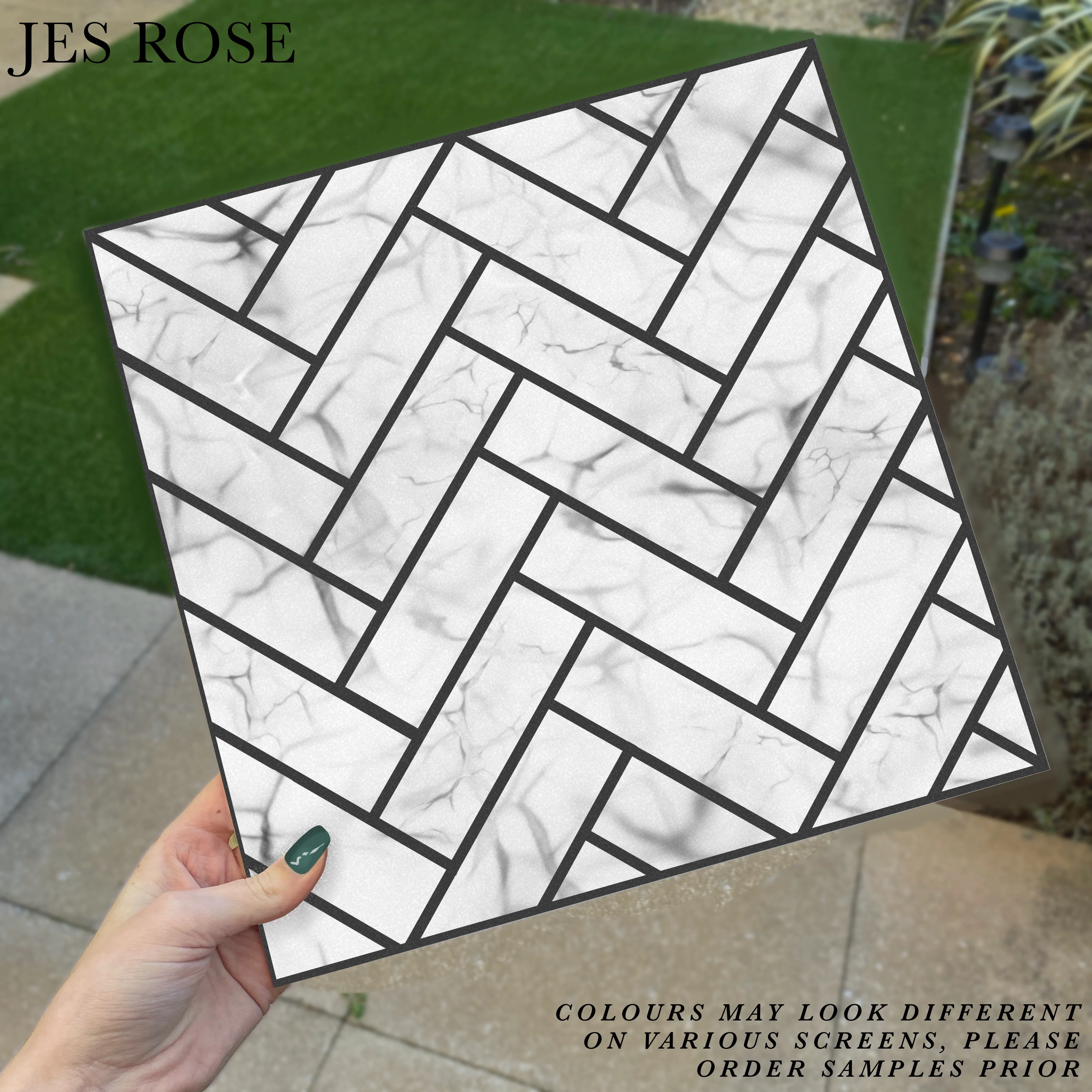 Herringbone Marble Premium Peel & Stick Tiles