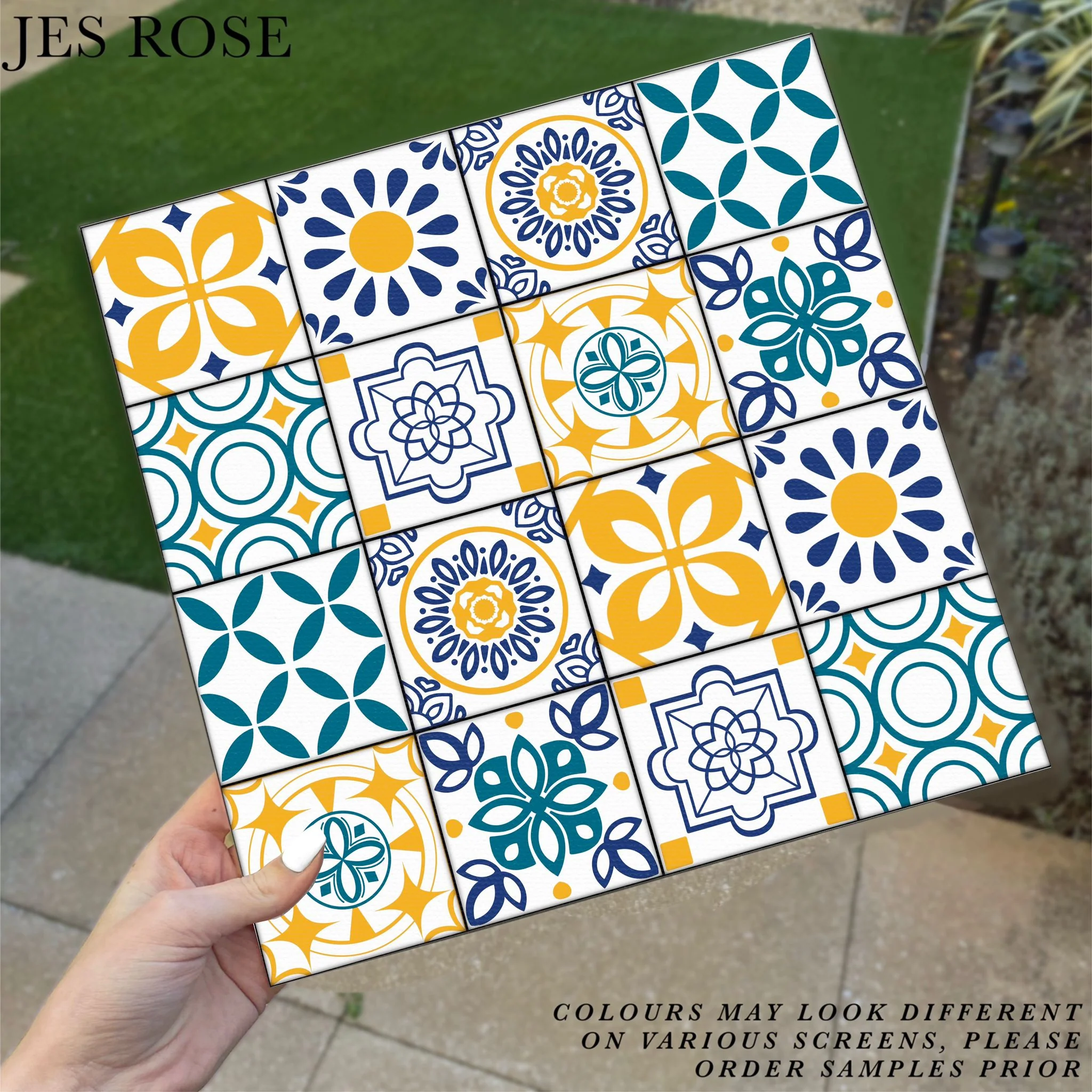 Mosaic Tiles Yellow & Blue Premium Peel & Stick Tiles