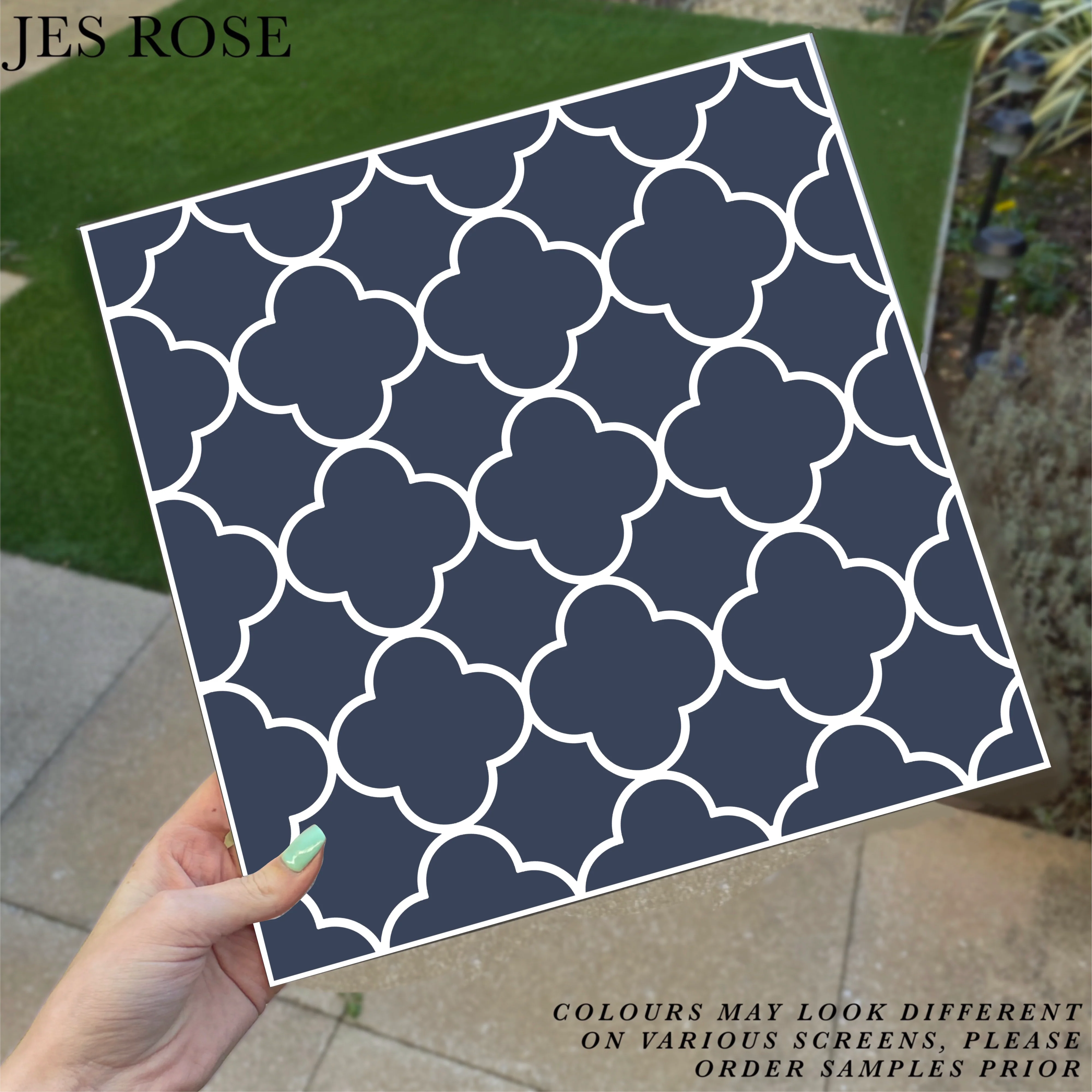 Quatrefoil Navy Premium Peel & Stick Tiles